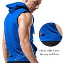Amussiar Mens Shirts Sport Sleeveless Workout Tank Top with Hood Gym Hoodie Light Blue (Blue, XXL)