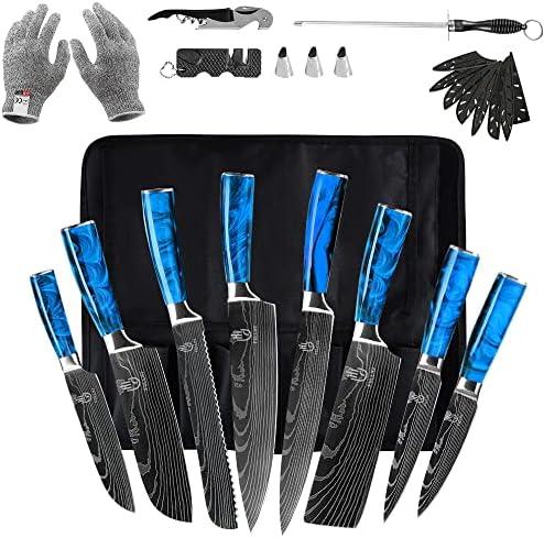 Knife Set,FULLHI 14pcs Japanese Knife Set, Multiple Colour Premium German Stainless Steel Kitchen Knife Set