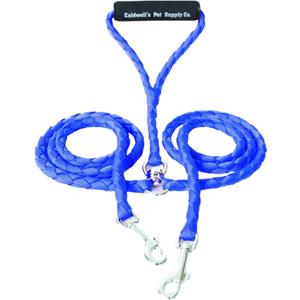 Caldwell's Pet Supply Co. Dual Dog Leash, Double Dog Leash for Two Dogs, Tangle Free, Heavy Duty Double Ended Tandem Leashes with Padded Handle, Tangle-Free Swivel, for Small, Medium or Large Dogs (blue)