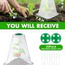 20 Pack Garden Cloches for Plants,9.4" H X 7.8" D Reusable Bell Plant Protector with 40 Ground Stakes and Rotary Vent Cover,Plant Covers Freeze Protection from Animals Snails Birds Chickens (White)