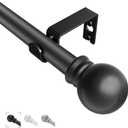 Black Curtain Rods for Windows 36"- 48", Decorative Drapery Rod Adjustable by Splicing, 5/8 inch Small Curtain Rod for Bedroom, Living Room, Kitchen and Outdoors