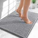OLANLY Thick Small Bathroom Rugs 24x16, Extra Soft Absorbent Chenille Bath Rugs, Rubber Backing, Machine Wash Dry, Bath Mats for Bathroom Floor, Tub and Shower, Home Decor Accessories, Grey