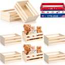 Cinnvoice 6 Pcs 9.5'' 250th Anniversary Small Wooden Crate for Storage 4th of July Unfinished Wood Crate Bulk Rustic Decorative Display Box Natural Bin Closet Organized for Kitchen Office Home