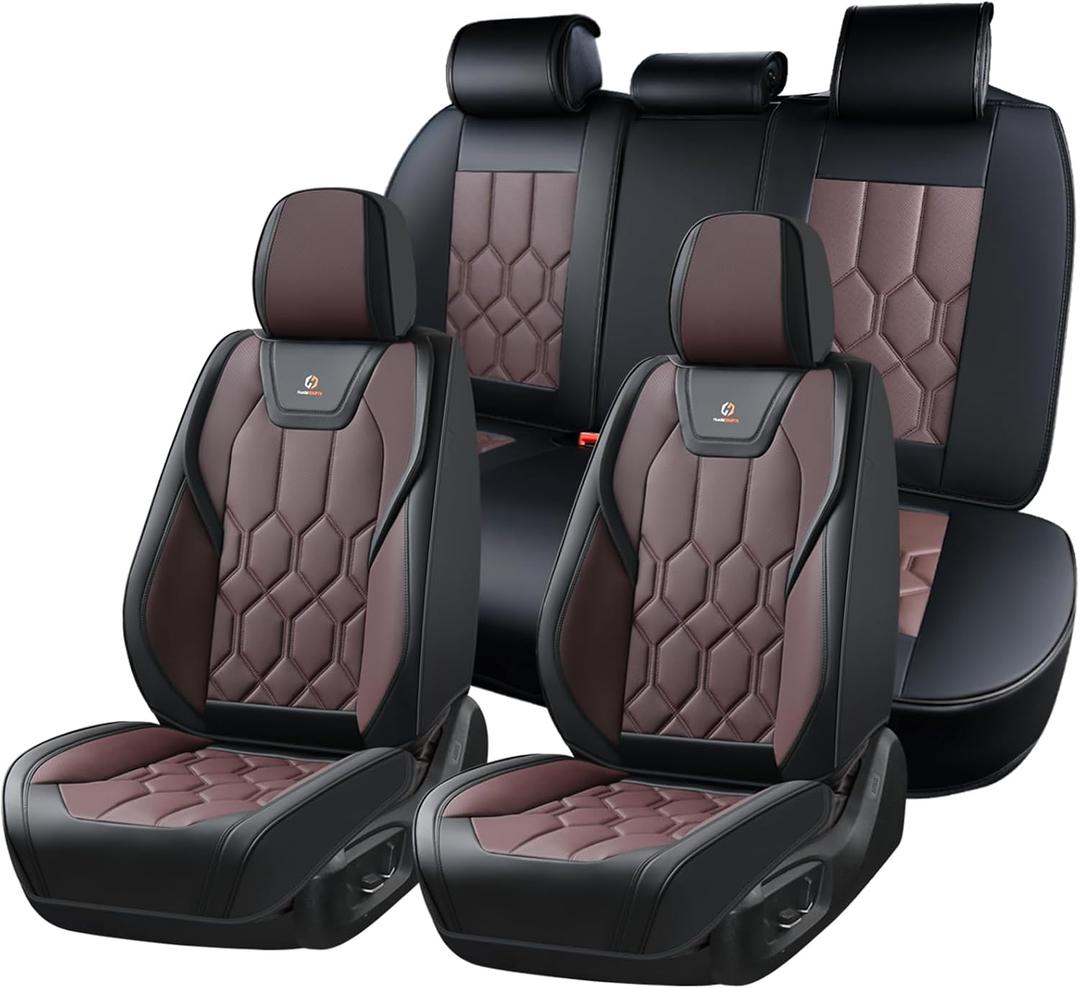 Huidasource Black & Coffee Seat Covers, Universal Fit for Cars SUVs Trucks