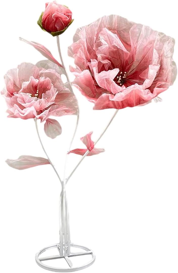 Artificial Silk Flower Decoration, Large Fake Flower with Standing Stems and Base,Giant Flowers 5.5Ft for Wedding Background Decor, Shop Window Display,Photography Props, Banquet (RED)