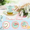 Teenyyou Set of 12 Tea Cups and Saucers Tea Party Decorations Floral Porcelain 5.4 oz British Gift for Women Birthday Party, Church, and Mother's Day (Vintage Style)
