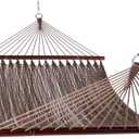 Lazy Daze Hammocks 10.5 FT Double 2 Person Caribbean Rope Hammock, Hand Woven Polyester Hammock with Spreader Bars for Outdoor Backyard Patio Poolside, 450 LBS Capacity, Brown (Brown)