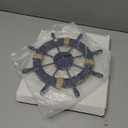 Woboeio Nautical Ship Steering Wheel Decor,11in Wood Ship Rudder with Rope,Nautical Wall Art for Beach House,Home,Door Frame,SailBoat (Dark Blue)