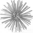 Silver Sphere Decor, Metal Starburst Tabletop Sculpture Decor, Mid-Century Modern Metal Starburst Centerpiece, Spike Ball Decoration for Home, Coffee Table Decor