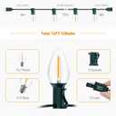 2 x C7 LED Christmas & Halloween Lights - 12FT Outdoor Clear String Lights with 12 Vintage C7 Bulbs, Warm White Hanging Decor for Porch, Garden, Backyard, Balcony, Holiday Party