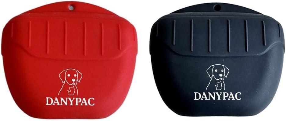 Dog Treat Pouch, 2-Pack Treat Bag for Dogs, Clip-On Dog Training Pouch with Drawstring, Hands-Free Treat Holder for Walks & Training (Red and Black)