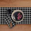 2 x Solino Home Table Runner 90 Inches Long - 100% Pure Linen Marseille Plaid Black Table Runner 14 x 90 Inch for Dining