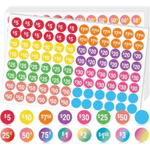 Garage Sale Price Stickers, 14 Type Pre-Priced Yard Sale Price Tags Stickers, 2 Style Bright Color Pricing Labels Stickers with Blank Labels for Yard Sale Flea Markets, Garage Sales 2304 PCS