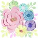 16 Pcs Pastel Floral Paper Flowers for Wall Monogram Sign, Rainbow Macaron 3D Flowers Decorations for Birthday, Party Photo Backdrops, Classrooms, Bridal Shower, Baby Shower