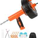 Drain Auger 25 ft, Auto Feed Plumbing Drain Snake Auger with Drill Adapter | Snake Drain Hair Removal Tool, Drill Powered & Manual Plumber Drain Snake for Kitchen Sink Bathroom Shower Bathtub Unclogging