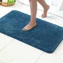 MIULEE Navy Blue Absorbent Bathroom Rugs, Soft Large Bath Mats Non-Slip and Quick-Drying for Bathroom Floor Bathtub Showers, Machine Washable Carpet (24 x 36 Inches)