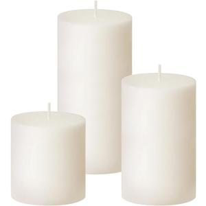 Ivory Unscented Pillar Candles 3-Pack Dripless & Smokeless, Long-Burning Thick Candles (2",3",4" Heights) for Weddings, Home Decor & Serene Ambiance