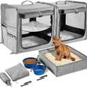 Suertree Large Cat Carrier for 2 Cats with Zipper Locks, Double Cat Carrier with Travel Litter Box, Soft Pet Travel Carrier for Cats and Small Dogs Up to 45 Lbs, Gray