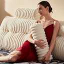 Rycwola Faux Fur Headboard Pillow with 2 Pack Neck Roll Pillow Large Headboard Pillow Soft and Supportive with Removable Cover (Beige, King)