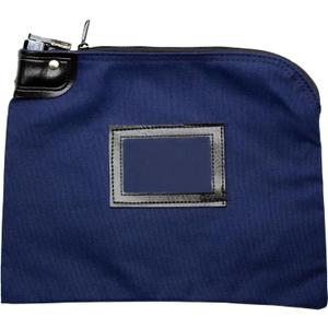Locking Canvas Cash Bag with Keys  9" x 12" Bank Deposit Bag with Pop-Up Lock and ID Cardholder for Secure Money Storage Safe, Made in USA (Navy Blue)