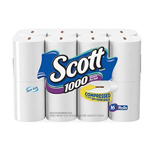 Scott 1000 Sheets Per Roll Toilet Paper, 32 Rolls, Bath Tissue