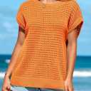 PRETTYGARDEN Womens Spring Tops 2026 Summer Shirts Crochet Cap Sleeve Sweater Pullover Cute Beach Vacation Clothes, Large