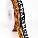 2 Rolls 50 Yards Halloween Ribbons, Orange Black & White Ghost Spider Web Printed Grosgrain Ribbon for Bow Wreath Gift Wrapping Halloween Decorations Sewing DIY Crafts