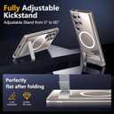 Hiooloon for Samsung Galaxy S25 Ultra Magnetic Case Clear Compatible with MagSafe, Built-in 2-Way Kickstand [Horizontal & Vertical Stand] Crystal Clear Slim Fit Rugged Cover (Clear)