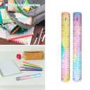 2 x 2pcs Flexible Rulers for School, 12 Inch/30 cm Bendable Ruler Soft Plastic Rulers Bulk Gradient Colored Flex Ruler with Centimeter and Inch Scales for Students Kids Classroom Office Home Supplies