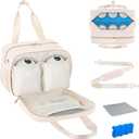 PIIOSER Breastmilk Cooler Bag with Ice Pack, Fits 6 Baby Bottles Up to 9 Ounce, Insulated Bottle Travel Bags with Shoulder Strap-Wearable Breast Pump Carrying Case for Nursing & Working Moms (Cream)