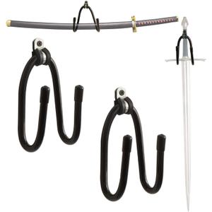 Adjustable Sword Wall Mount Rack Hanger Holder Hook Stand for Swords, Dagger, Axe, Keyblade and More - Vertical or Horizontal Display