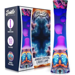 JAMBO 15.5" Amber Crystal Motion Light, Beautiful Home Decor Lamp, Living Room Bedroom Lamp, Relaxing Liquid Motion Lamp, Night Light Nightlight for Teens, Kids & Adults, Mood Light