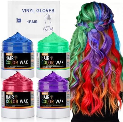 3Pcs Temporary Hair Color Wax for Christmas Party, Daily Party Cosplay Stocking Stuffers DIY Washable Hair Chalk Natural Instant Hair Color for Women Temporary Hair Dye for Kids Teens Women Men 40g