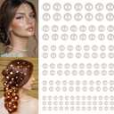 2744 Pcs Hair Pearls Stick On, Self Adhesive Pearl Stickers, Pearl Stickers for Crafts, Stick On Pearls, Hair Face Gems, Face Pearls, Beige Pearl Stickers for Makeup Nail DIY Crafts,Assorted Size