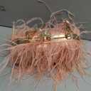 Tessco Women Ostrich Feather Tote Bag Fluffy Purse Clutch Feather Evening Handbag for Wedding (Pink)