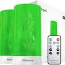 Upgraded LED Flame Lights with Remote & Timer, 4-Mode Rechargeable Battery Operated Flameless Candles, Waterproof Pillar Flickering Lanterns for Room Patio Wedding Christmas Home Decor, Green (Remote Control-2 Pcs-Green)