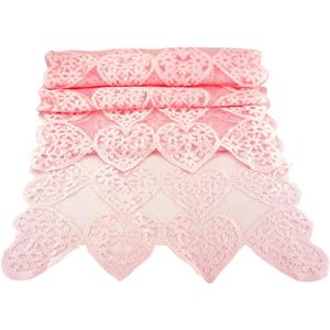 SaktopDeco 14 x 72 Inch Valentines Day Runner Pink Heart Table Runner Lace for Wedding Party Decorations