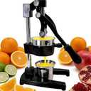 XYJBHB Commercial Heavy Duty Manual Citrus Juicer Press - Professional Cast Iron Hand Orange Squeezer with 304 Stainless Steel Strainer & Cup - Fruit Extractor for Pomegranate, Lemon, Lime - Black