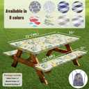 Picnic Table Cover with Bench Covers and Bag,Camping Essentials Waterproof Fitted Camping Tablecloth with Elastic Edges Windproof for 6ft Rectangle Tables and Seats,72in Lemon