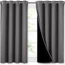 NICETOWN 100% Blackout Curtains with Black Liners, Thermal Insulated Full Blackout 2-Layer Lined Curtains, Energy Efficiency Window Draperies for Dining Room (Grey, 2 Panels, 52-inch W by 45-inch L)