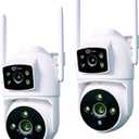 XVIM 2PK 6MP Dual Lens Security Camera Outdoor, 2.4GHz WiFi Cameras for Home with Waterproof, 360° View, AI Detection, Color Night Vision, Two-Way Audio