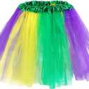 Mardi-Gras Tutu-Skirt for Women-Girls Green-Purple-Yellow Tulle-Skirt Festive-Carnival Funny-Short-Skirts Small/ Medium