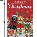 2 x Merry Christmas Dogs Garden Flag 12x18 Inch Double Sided Welcome Xmas Winter Seasonal Small Burlap Garden Flags for Porch, Patio, Lawn, Farmhouse, Holiday Decoration