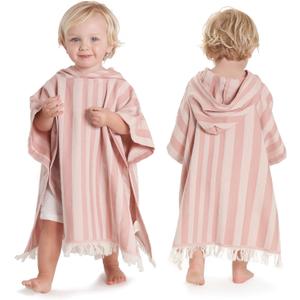 ZICOTO Stylish Hooded Beach Towel for Kids - Extra Soft and Fast Drying Poncho for Toddlers 1-3 Years is Made of Premium Cotton - Perfect Baby Cover Up for Beach Days or Pool and Bath Time Adventures (Small (0-3 yrs), Rose)