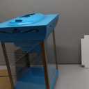 Nostalgia Snow Cone Shaved Ice Machine - Retro Cart Slushie Machine Makes 48 Icy Treats - Includes Metal Scoop, Storage Compartment, Wheels for Easy Mobility - White, Blue