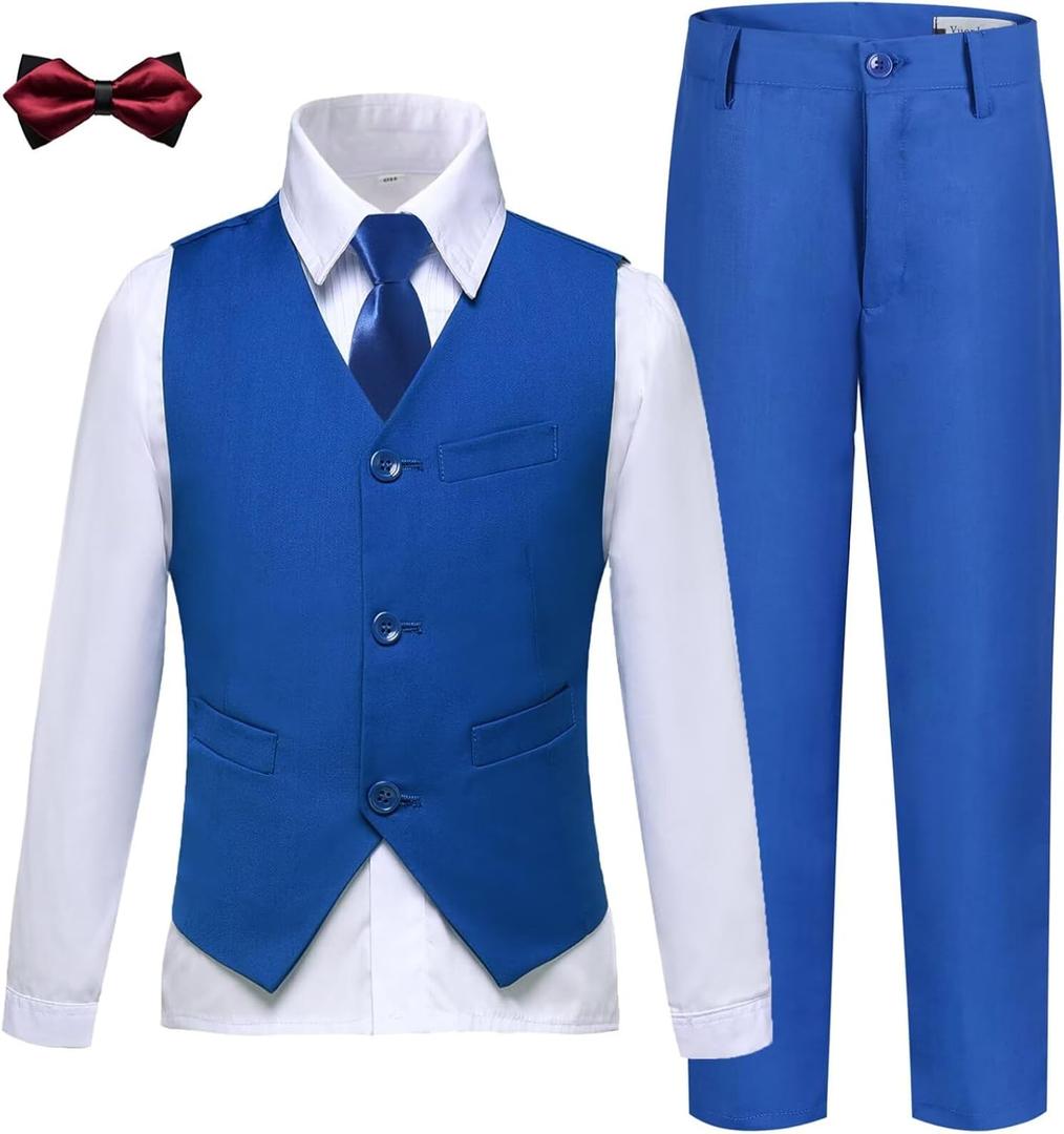 Boys Suits Slim Fit Toddler Tuxedo Suit Set for Teen Boys Communion Dress Clothes Kids Wedding Ring Bearer Outfit, 16 Years, Royal Blue