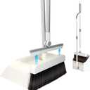 3-in-1 Magnetic Broom and Dustpan Set: 180 Rotatable Silicone Broom, Large Dust Pan with Self-Cleaning Teeth, Upright Stand Broom and Dustpan Combo for Home, Office, Lobby, and Pet Hair Cleaning