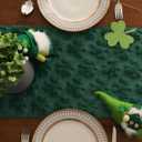 2 x St Patricks Day Table Runner 13x72 Inch Soft Plush Faux Fur Jacquard Green Shamrock Table Runner, Spring St Patrick's Day Kitchen Dining Table Decoration for Home Party Decor ZR006A72