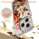 Magnetic Clear Case for iPhone 16 Plus, Floral Printing Pattern Design for Women Girls Shockproof Flower Protective Bumper Non-Yellow MagSafe Case, 6.7 (Pic 8)