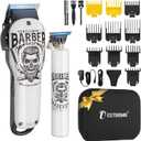 BESTBOMG Hair Clippers & Trimmer Ceramic T-Blade Cordless Haircut Sets Rechargeable 2000mAh/1200mAh with 10 Guide Combs & for Men/Father/Husband/Boyfriend